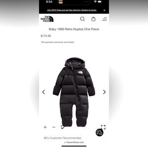 The North Face 3-6mos 1996 retro baby nuptse onesie